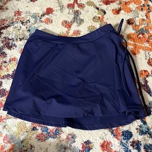 Dark Blue Side Slit Drawstring Mini Skort